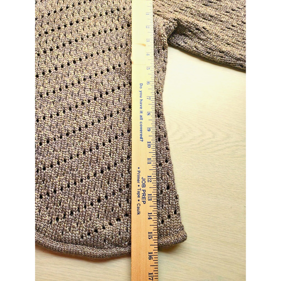 SWEATER-CHICO'S-Chunky Knit-Long Sleeves-Gold Brown-Metallic-CHICO'S SIZE 3/US L - Picture 14 of 16
